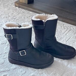 Dark brown leather uggs
